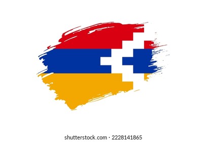 Creative hand drawn grunge brushed flag of Nagorno-Karabakh Republic with solid background