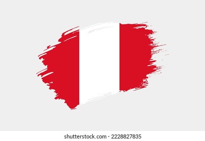 Creative hand drawn grunge brushed flag of Peru with solid background