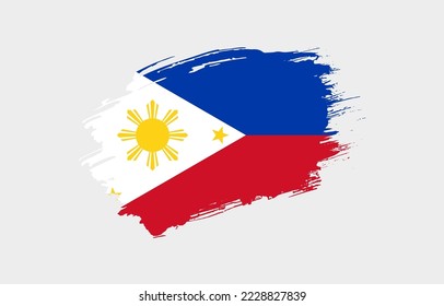 Creative hand drawn grunge brushed flag of Philippines with solid background