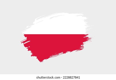 Creative hand drawn grunge brushed flag of Poland with solid background
