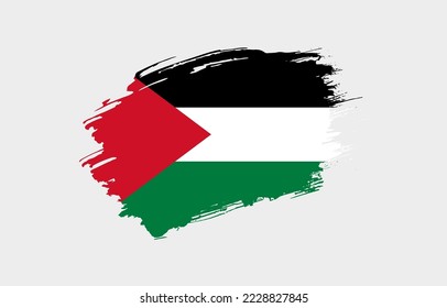 Creative hand drawn grunge brushed flag of Palestine with solid background