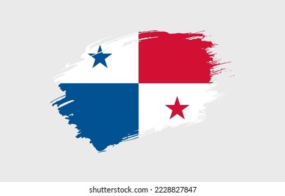 Creative hand drawn grunge brushed flag of Panama with solid background