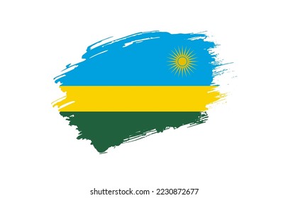 Creative hand drawn grunge brushed flag of Rwanda with solid background