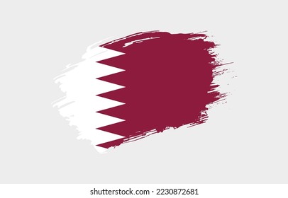 Creative hand drawn grunge brushed flag of Qatar with solid background