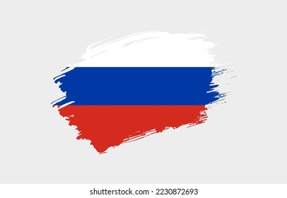 Bandera de Rusia con fondo sólido dibujada a mano