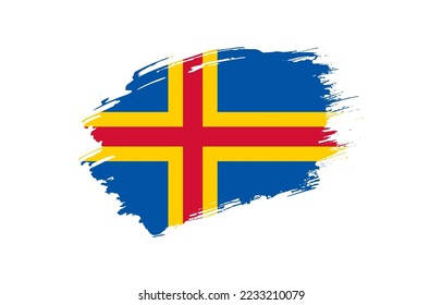 Bandera de grano pintada a mano con fondo sólido de las islas Aland