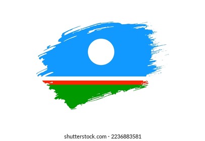 Kreative handgezeichnete, farbige Flagge der Sakha-Republik auf solidem Hintergrund