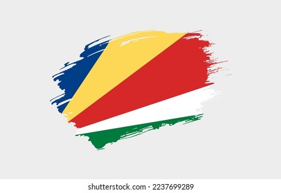 Kreative handgezeichnete, farbige Flagge auf den Seychellen mit solidem Hintergrund