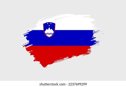 Kreative, handgezeichnete, farbige Flagge Sloweniens mit solidem Hintergrund