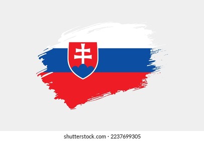 Creative hand drawn grunge brushed flag of Slovakia with solid background