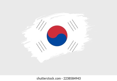 Kreative handgezeichnete, farbige Flagge Südkoreas mit solidem Hintergrund