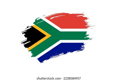 Creative hand drawn grunge brushed flag of South Africa with solid background