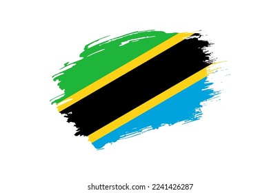 Bandera de Tanzania con fondo sólido dibujada a mano