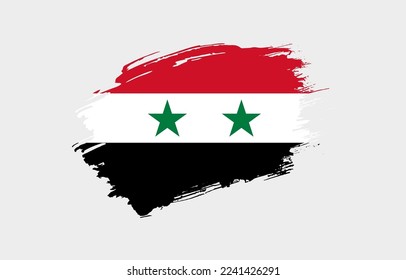 Creative hand drawn grunge brushed flag of Syria with solid background