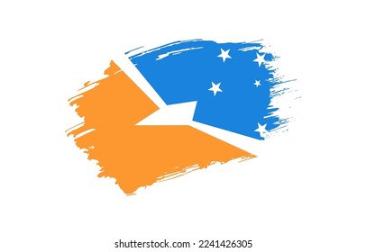 Creative hand drawn grunge brushed flag of Tierra del Fuego Province, Argentina with solid background