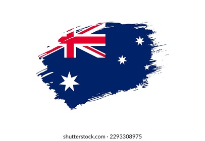 Creative hand drawn grunge brushed flag of Australia with solid background