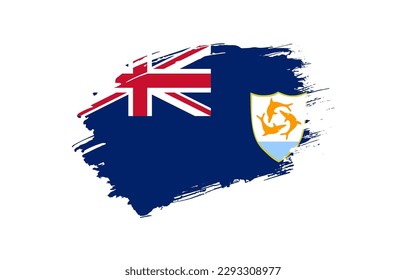 Creative hand drawn grunge brushed flag of Anguilla with solid background