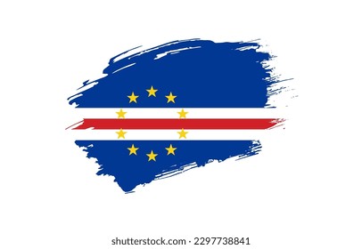 Creative hand drawn grunge brushed flag of Cape Verde with solid background