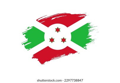 Creative hand drawn grunge brushed flag of Burundi with solid background