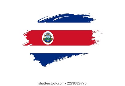 Creative hand drawn grunge brushed flag of Costa Rica with solid background