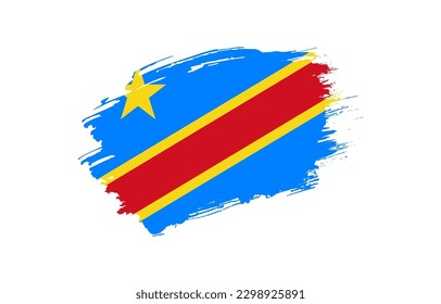 Creative hand drawn grunge brushed flag of Democratic Republic of the Congo with solid background