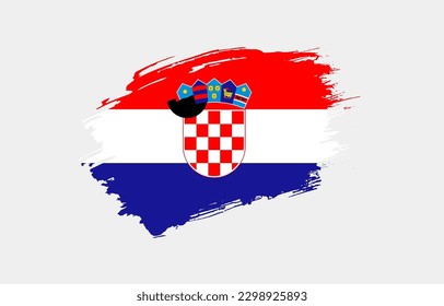 Bandera de croata de grano dibujada a mano creativa con fondo sólido