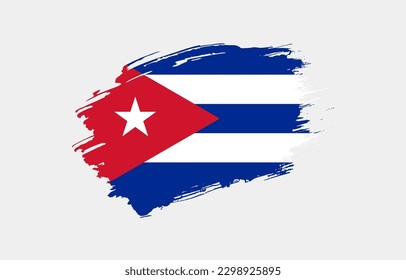 Bandera de Cuba con fondo sólido dibujada a mano y cepillada creativa