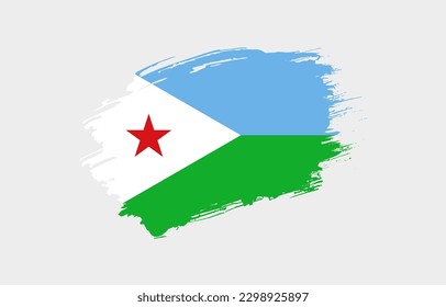 Creative hand drawn grunge brushed flag of Djibouti with solid background