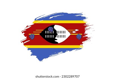 Creative hand drawn grunge brushed flag of Eswatini with solid background
