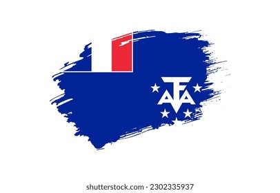 Creative hand drawn grunge brushed flag of French Southern and Antarctic Lands with solid background