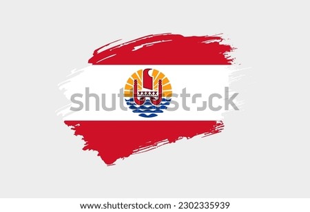 Creative hand drawn grunge brushed flag of French Polynesia with solid background