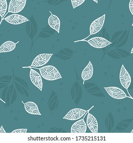 Creative hand drawn leaves seamless pattern, cute background, great for textiles, banners, wallpapers, wrapping - vector designleaves