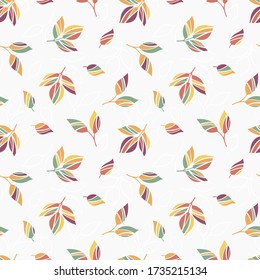 Creative hand drawn leaves seamless pattern, cute background, great for textiles, banners, wallpapers, wrapping - vector designleaves