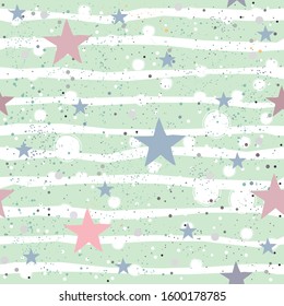 Creative Hand Drawn Seamless Pattern with Stars.Great for wedding cards, postcards, t-shirts, bridal invitations, brochures, posters, gift wrapping, wall art, wallpapers, etc.