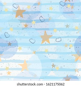 Creative Hand Drawn Seamless Pattern with Stars.Great for wedding cards, postcards, t-shirts, bridal invitations, brochures, posters, gift wrapping, wall art, wallpapers, etc.Vector Illustration.