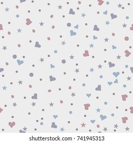 Creative Hand Drawn Seamless Pattern with small hearts and balls.Great for wedding cards, postcards, t-shirts, bridal invitations, brochures, posters, gift wrapping, wall art, wallpapers, etc.