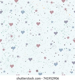 Creative Hand Drawn Seamless Pattern with Tiny Hearts.Great for wedding cards, postcards, t-shirts, bridal invitations, brochures, posters, gift wrapping, wall art, wallpapers, etc.Vector Illustration