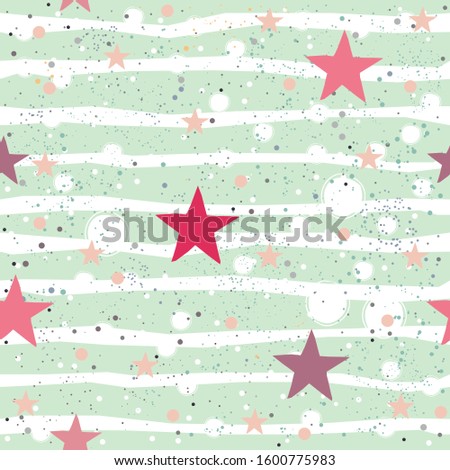 Creative Hand Drawn Seamless Pattern with Stars.Great for wedding cards, postcards, t-shirts, bridal invitations, brochures, posters, gift wrapping, wall art, wallpapers, etc.Vector Illustration.