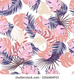 Creative hand drawn textures. Trendy Graphic Design. Vector seamless tropical pattern.