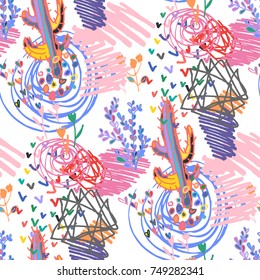 Creative hand drawn textures. Trendy Graphic Design. Vector. Contemporary art.