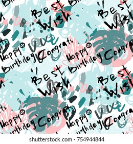 Creative hand drawn textures. Trendy Graphic Design. Vector. Contemporary art. Congrats
