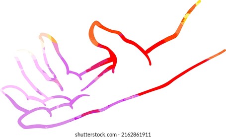 Creative Hand Expression. Colorful human hand outline. Vector drawing.