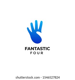 Creative hand four fingers logo vector design template, colorful hand vector illustration 