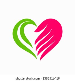 Creative hand and heart shape abstract logo
