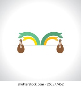 creative hand holding bulb concept 