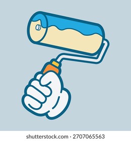 Creative hand holding paintbrush icon – illustration of artistic tool symbolizing creativity, design, painting, renovation, DIY projects, craftsmen, and art service.