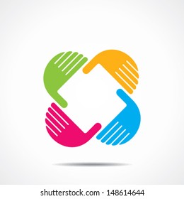 creative hand icon, arrange hand and make square shape vector 