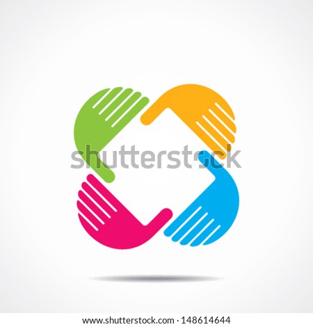 creative hand icon, arrange hand and make square shape vector 