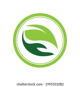creative hand and leaf logo vector illustration design template