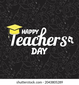 Creative hand letter text, world teachers' day, minimalist simple vector design, black, white,yellow,blue simple designs with background, october 5,wish,post